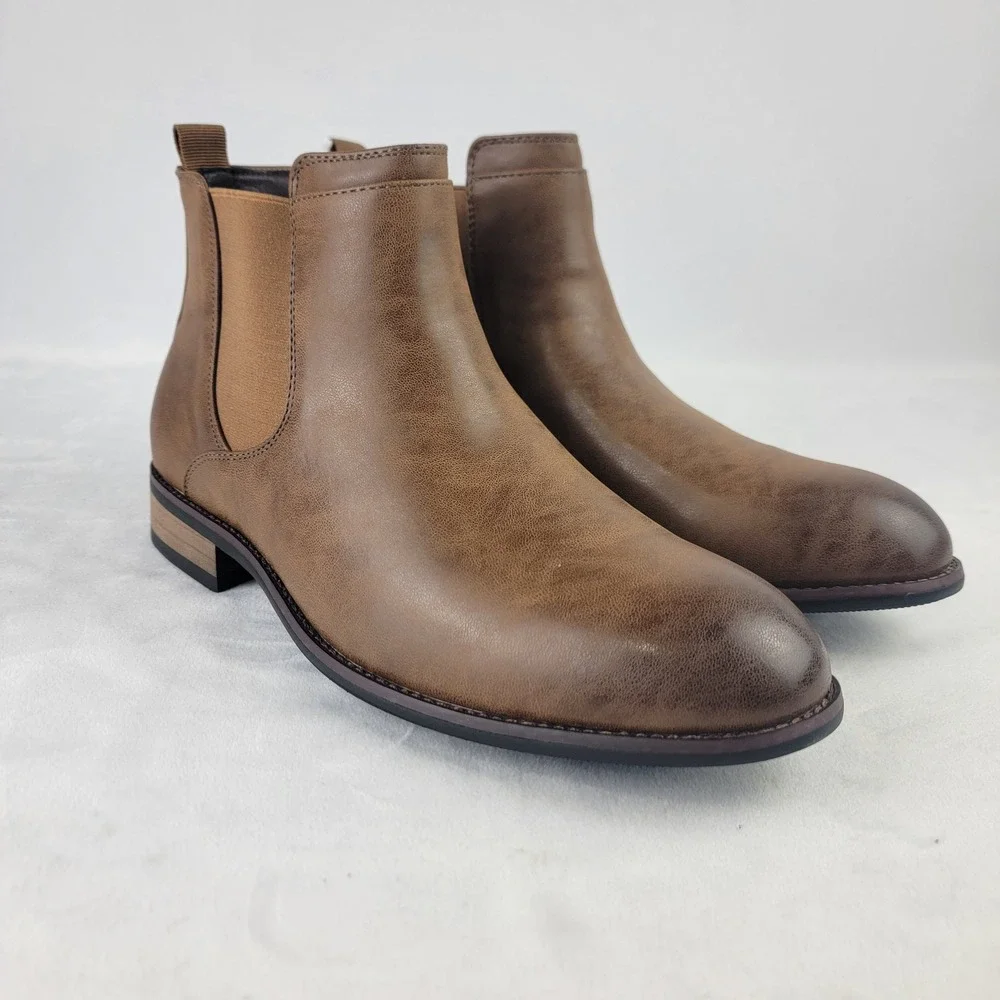 Kohls Landon Mens Ankle Boots Chestnut Brown Size 10 Round Toe Pull On Ankle NEW